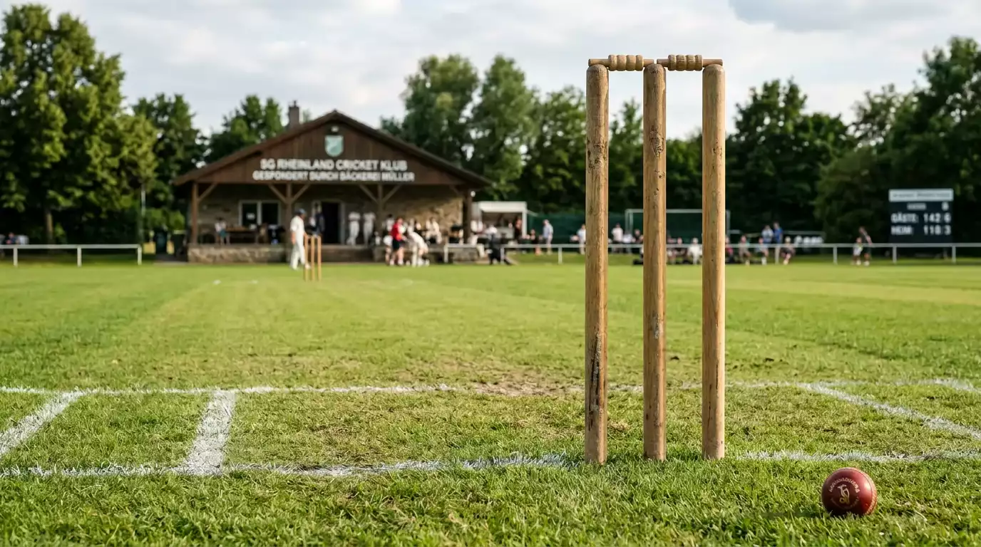 Cricket-Wicket vor unscharfem Spielfeld als Symbol für die rechtlichen Rahmenbedingungen in Deutschland